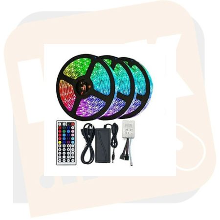 15 m Led Szalag Színes RGB adapterrel 44 gombos távírányítóval